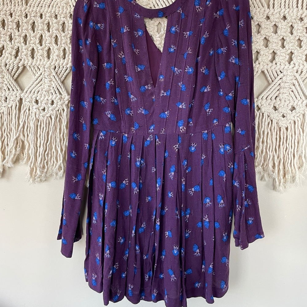 Free People V-Back Cut Out Floral Flowy Boho Dress